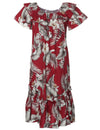 Short Muumuu Dress Kekoa with Elastic Bustline Red