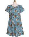 Short Muumuu Dress Sunny Pineapples Light Blue