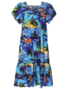 Short Muumuu Dress Sunset Luau Blue