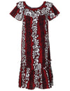 Short Muumuu Luna Elastic Neckline and Ruffled Hem Red