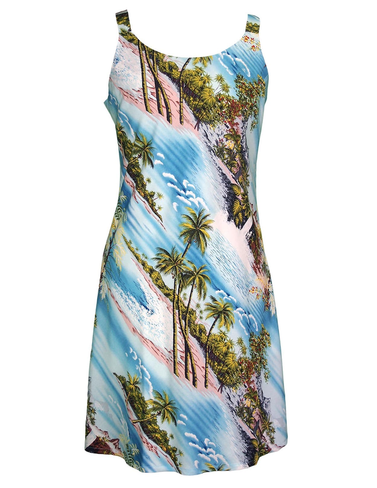 Short Hawaiian Dress Hana Hou Rayon Blue / M Short Hawaiian Dress Hana Hou Rayon Blue / M
