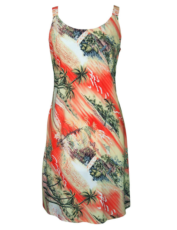 Short Hawaiian Dress Hana Hou Rayon Orange