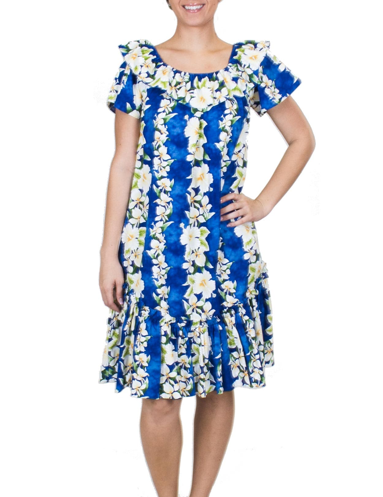 Short Muumuu Dress Luana With Elastic Bustline And Ruffled Hem Shaka short-muumuu-dress-luana-with-elastic-bustline-and-ruffled-hem-shaka
