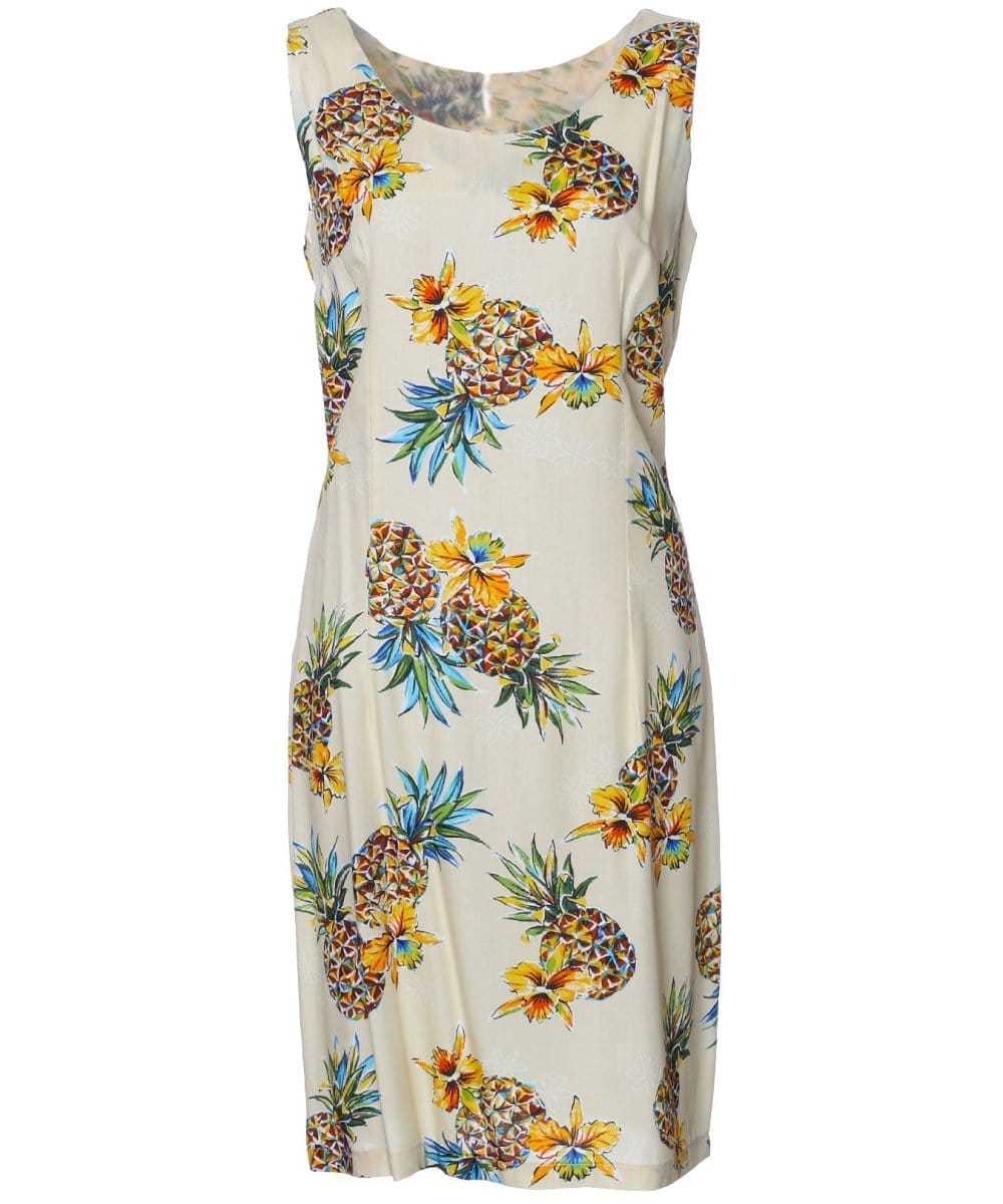 Short Sheath Dress Sleeveless Golden Pineapples Navy / M Short Sheath Dress Sleeveless Golden Pineapples Navy / M