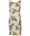 Short Sheath Dress Sleeveless Golden Pineapples Cream