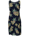 Short Sheath Dress Sleeveless Golden Pineapples Navy