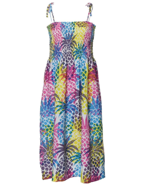 Short Smock Dress Rainbow Pineapples Rainbow One size