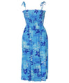Midi Hawaiian Dress Smock Elastic Top Moonlight Scenic Blue Fits XS to XL (2-16)