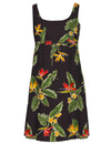 Birds of Paradise Adjustable Front Tie Dress Black