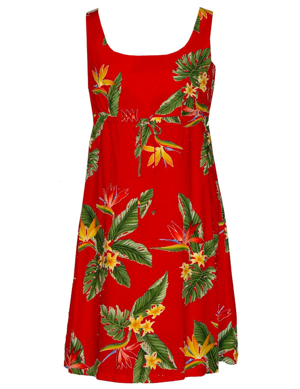 Birds of Paradise Adjustable Front Tie Dress Red