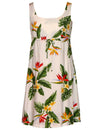 Birds of Paradise Adjustable Front Tie Dress White