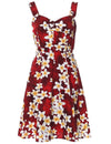 Island Plumeria Mini Sundress with Elastic Back Red
