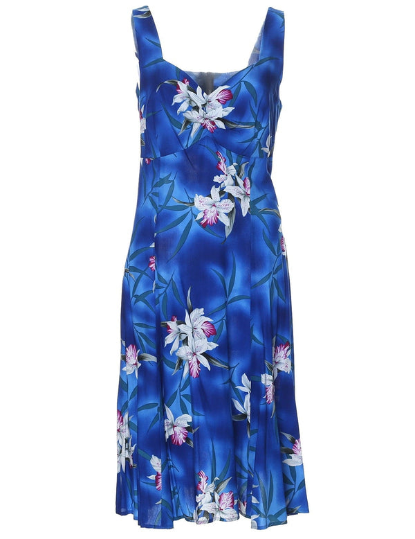 Short Sundress Hawaiian Midnight Orchid