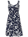 Short Sundress Smock Back Classic Hibiscus Pareo Navy