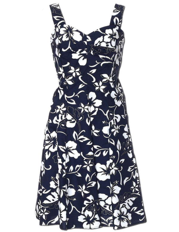 Short Sundress Smock Back Classic Hibiscus Pareo Navy