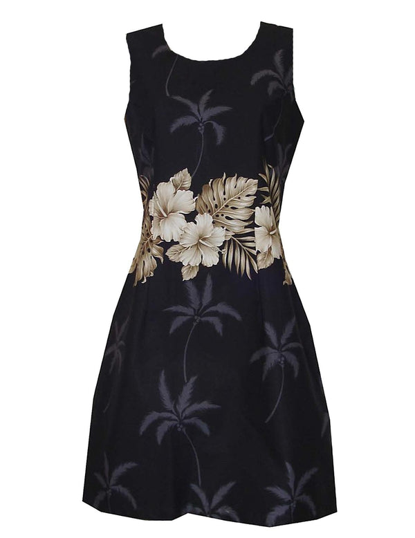 Ohua Short Hawaiian Dress Border Design Black KY
