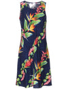 Short Tropical Dress Birds of Paradise Panel Navy