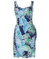 Cabana Palms Short Sarong Dress Elastic Back Navy
