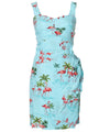 Short Sarong Dress Elastic Back Flamingo Aqua