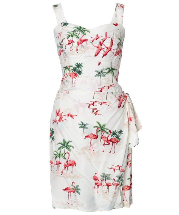 Short Sarong Dress Elastic Back Flamingo Cream