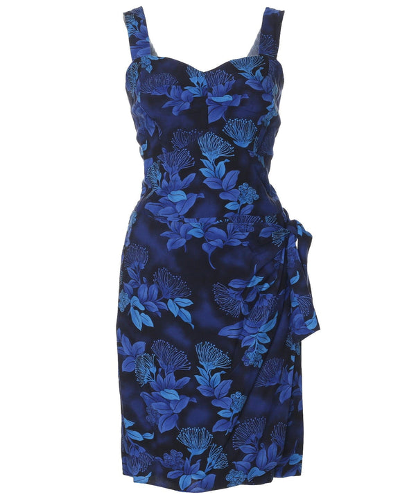 OHIA Short Sarong Dress Elastic Back Navy