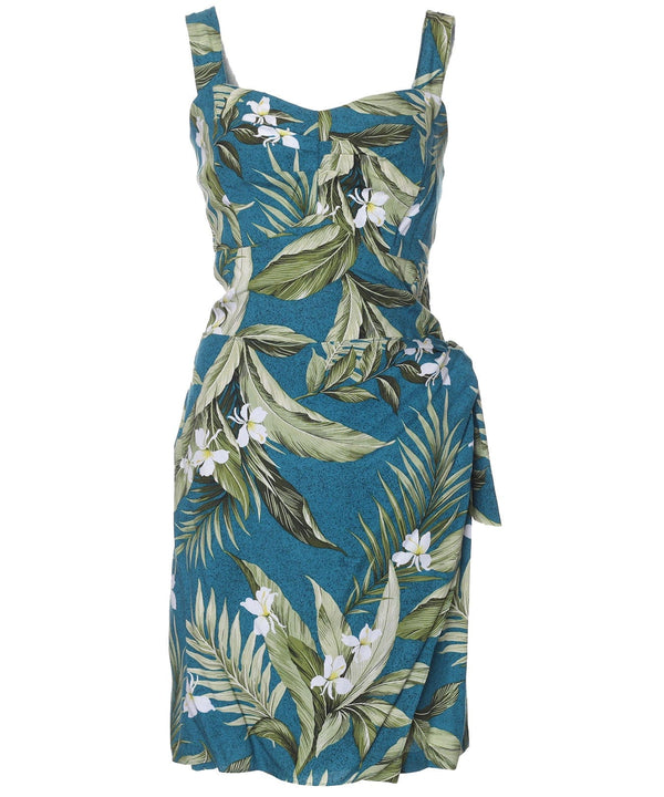 Short Sarong Dress Elastic Back White Ginger Jade