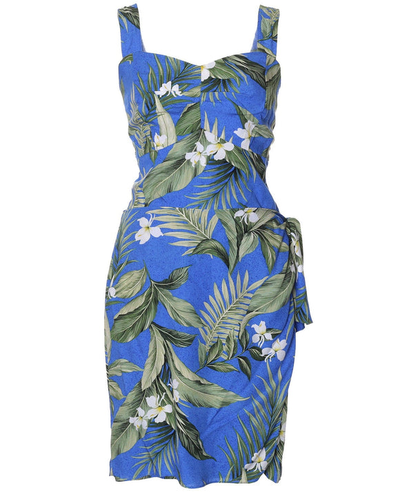 Short Sarong Dress Elastic Back White Ginger Royal