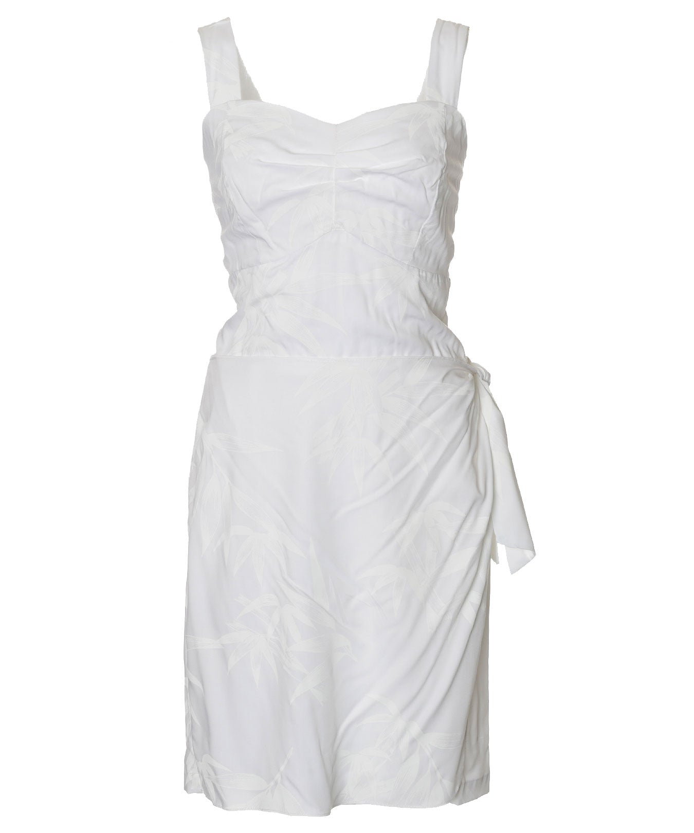 Short Sarong White Hawaiian Dress Bamboo White / XS Short Sarong White Hawaiian Dress Bamboo White / XS
