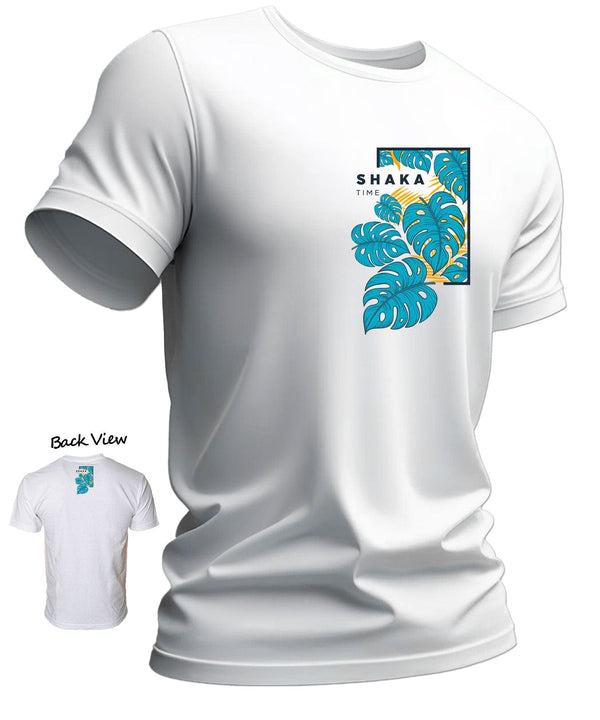 Cool Shaka Time Monstera Men's Hawaiian T-Shirt White