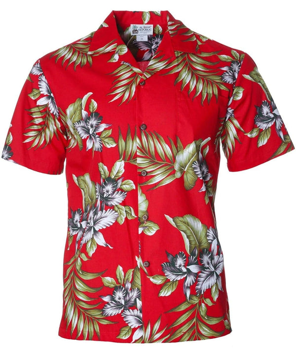 Silver Orchids Hawaiian Shirt Red