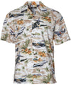 Sky Thunder Airplanes Aloha Shirt Khaki RJC
