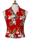 Orchids Hanapepe Aloha Sleeveless Rayon Blouse Red