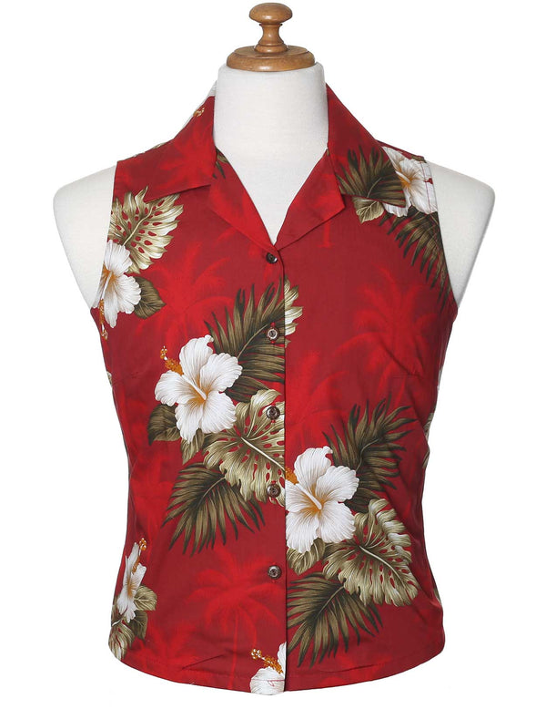 Ka Pua Floral Sleeveless Blouse Red