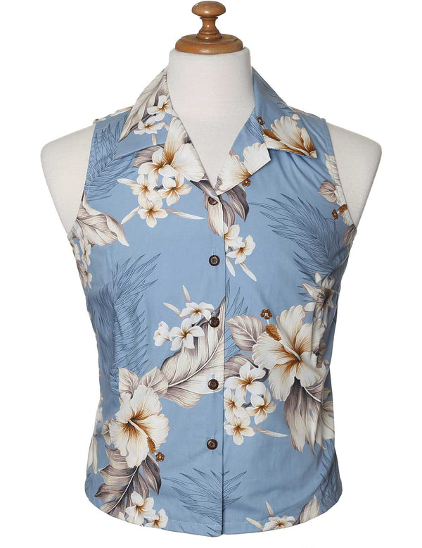 Sleeveless Hawaiian Shirt Lanai Light Blue