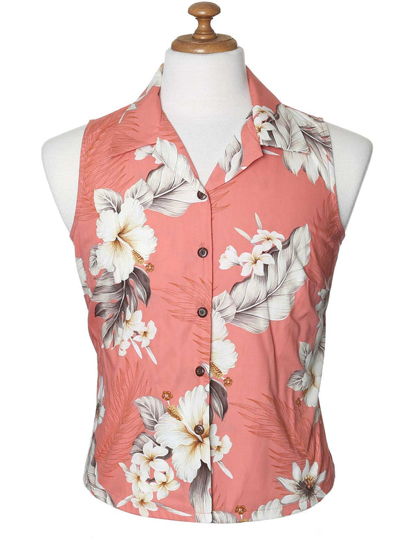 Sleeveless Hawaiian Shirt Lanai Peach