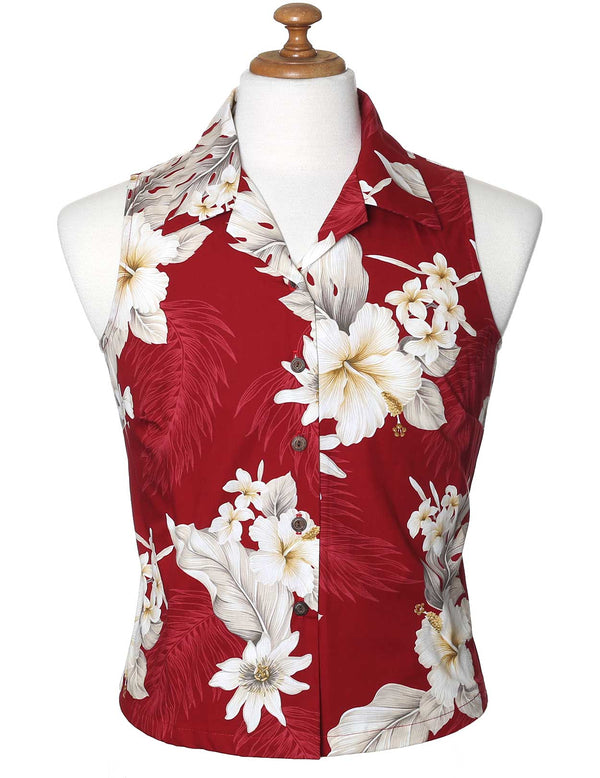 Sleeveless Hawaiian Shirt Lanai Red