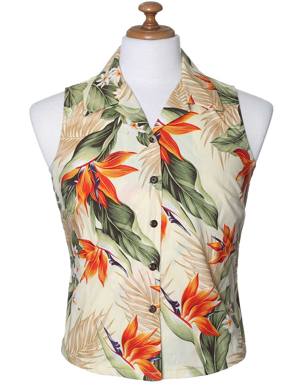 Sleeveless Aloha Women's Blouse Ginger Cream