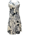 Sleeveless Dress Midi Watercolors Hibiscus Gray