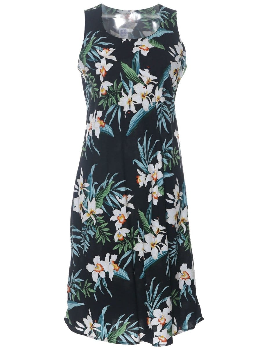 Sleeveless Hawaiian Dress Orchid Ginger Black / XL Sleeveless Hawaiian Dress Orchid Ginger Black / XL