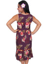 Sleeveless Midi Purple Dress Fern Hibiscus