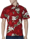 Slim Fit Hawaiian Shirt Orchids Makani Red KY