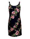 Slimming Bamboo Hibiscus Aloha Short Dress Black