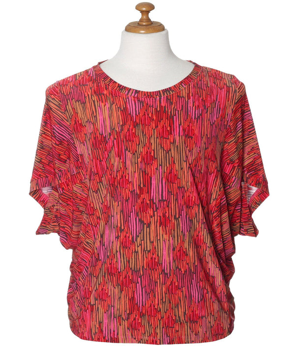 Colorado Dolman Sleeve Slit Hawaiian Blouse Top Red