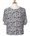 Fan Palms Dolman Sleeve Slit Hawaiian Blouse Top Gray