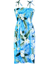 Plumeria Maile Smock Hawaiian Dress Sky Blue