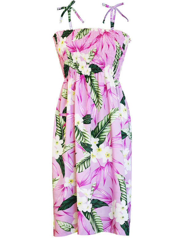 Plumeria Maile Smock Hawaiian Dress Pink
