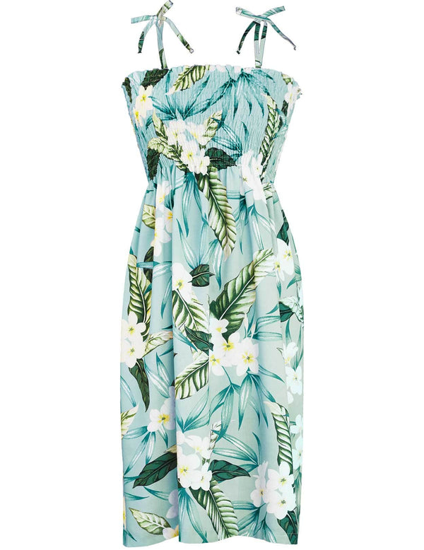Plumeria Maile Smock Hawaiian Dress Green