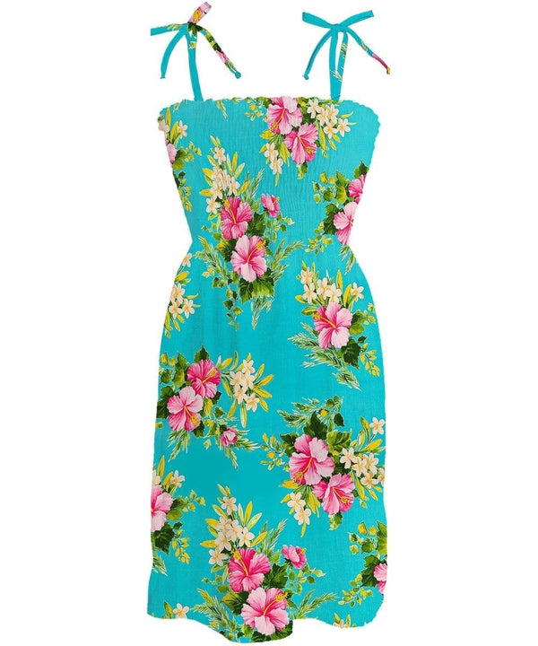 Smock Hawaiian Dress Pua Moe Turquoise