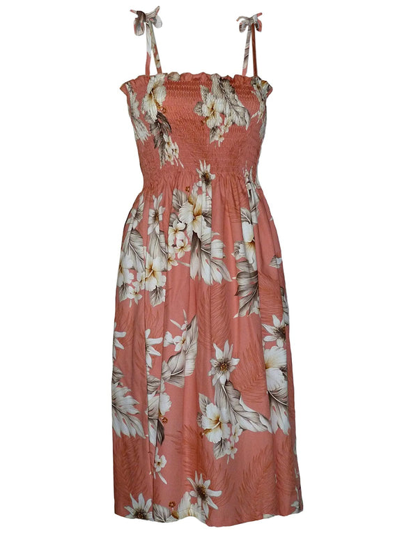 Hawaiian Dress Lanai Smock Top Peach Fits XS to XL (2-16) Pacific Legend