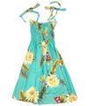 Smock Top Hawaiian Dress for Girls Island Ceres Green